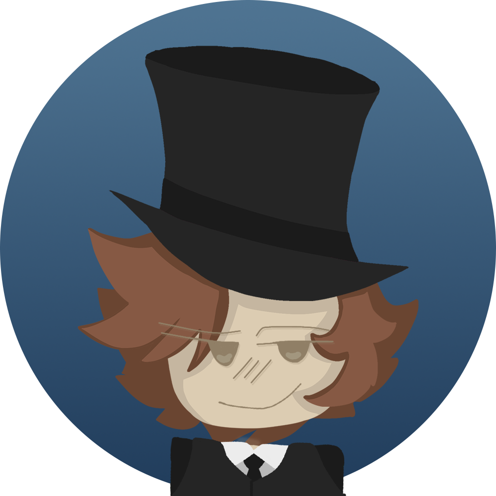 Illustration of Fredericky wearing a black top hat